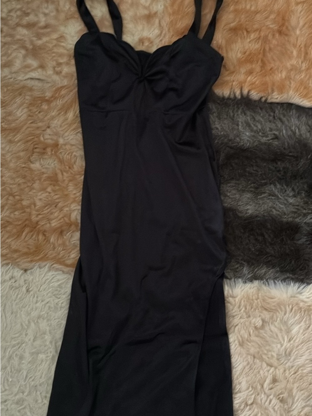 Black Sleeveless Midi Dress - Sleek Evening Dress